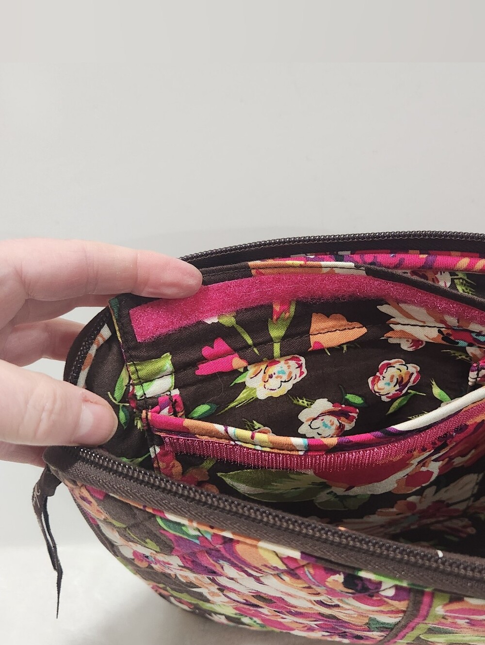 Vera Bradley Retired English Rose Brown Pink Quilted Tech Laptop Sleeve Case - Picture 7 of 11